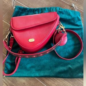 Mexican Artisanal Leather Purse - Malau Camelia Beaded Saddle Bag